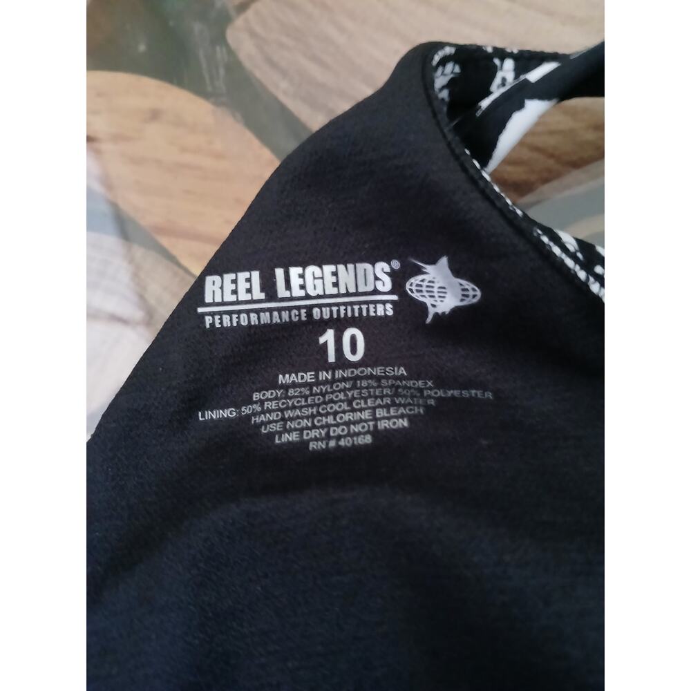 Reel Legends Black White Halter Bikini Top NWT Size 10 spring summer beach - Picture 5 of 7